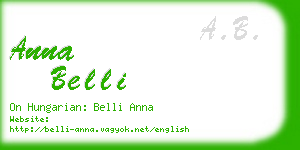 anna belli business card